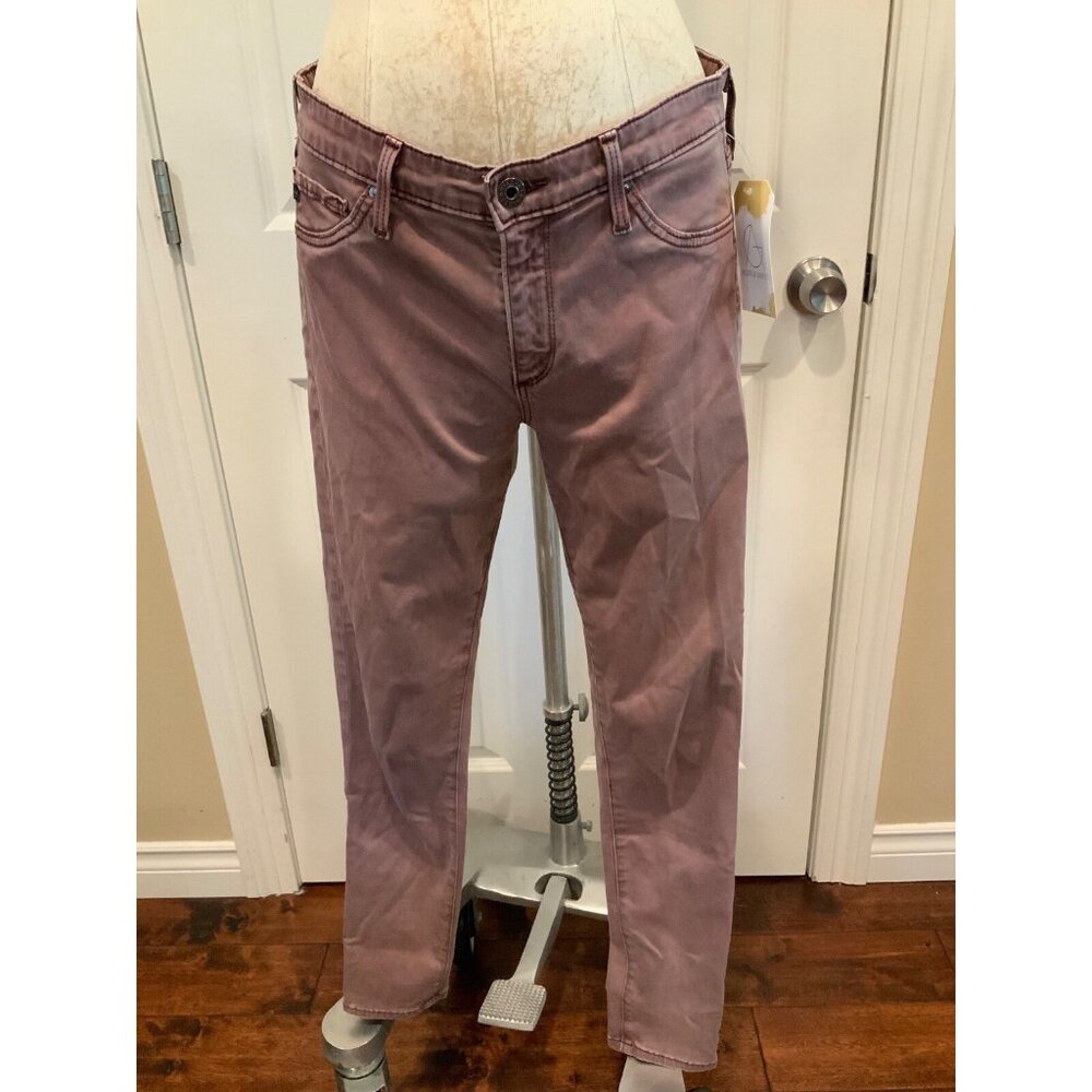 Adriano Goldschmied Pink "The Abbey Ankle Mid-Rise Skinny Ankle" Jeans, Size 27R